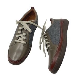 Cobb Hill Women’s Size 7 Bailee Sneaker sheepskin textile gray brown Shoes New